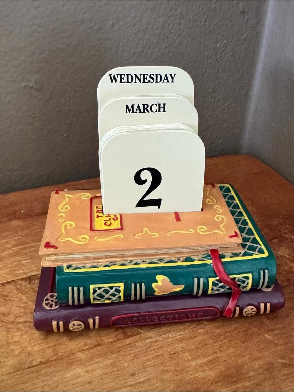 Vintage Book Stack Desk Calendar - with changeable cards